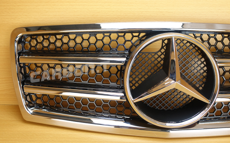 For BENZ C-Class 94-00 W202 Shiny Black Silver Star Front Grille Sedan  Wagon 4DR