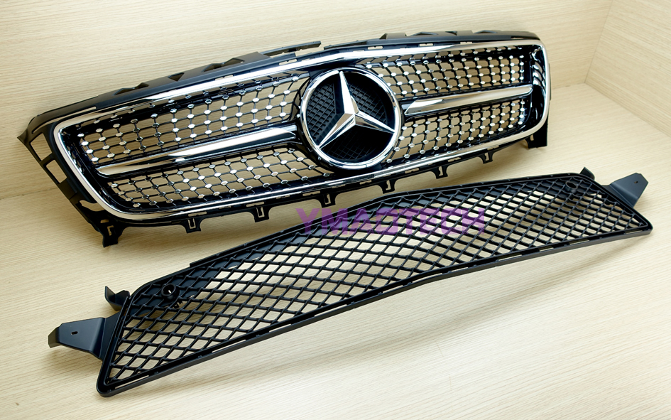 Diamond Look Gloss Black For BENZ CLS W218 A Look Bumper Front Grill  2011-2014